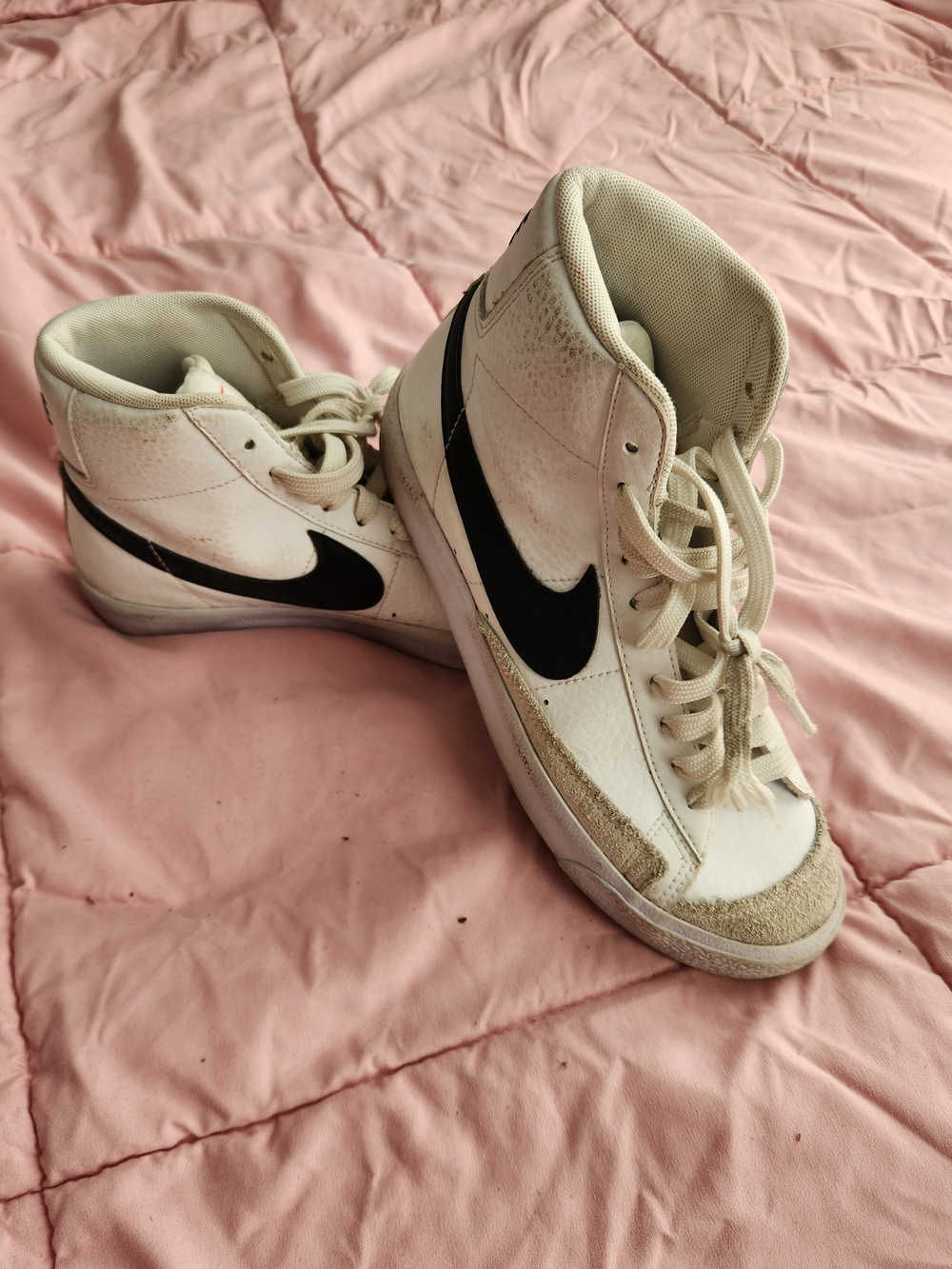 Nike Women’s White High-Top Sneakers with Black Swoosh